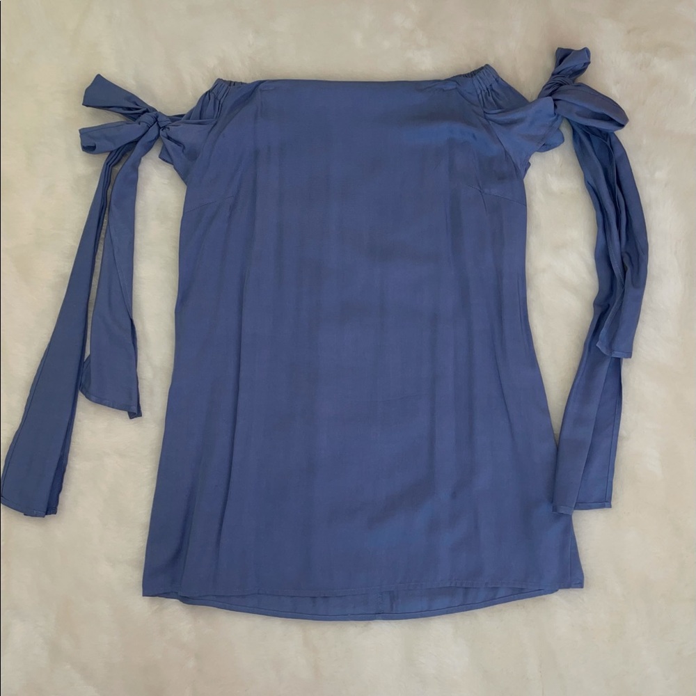 L'ATISTE blue off the shoulder dress